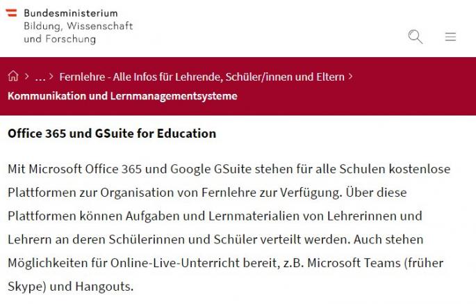 BMBWF Legitimiert G Suite